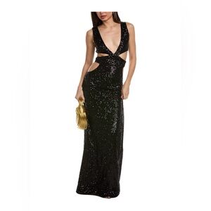 Retrofete Black Sequin Cutout Gown